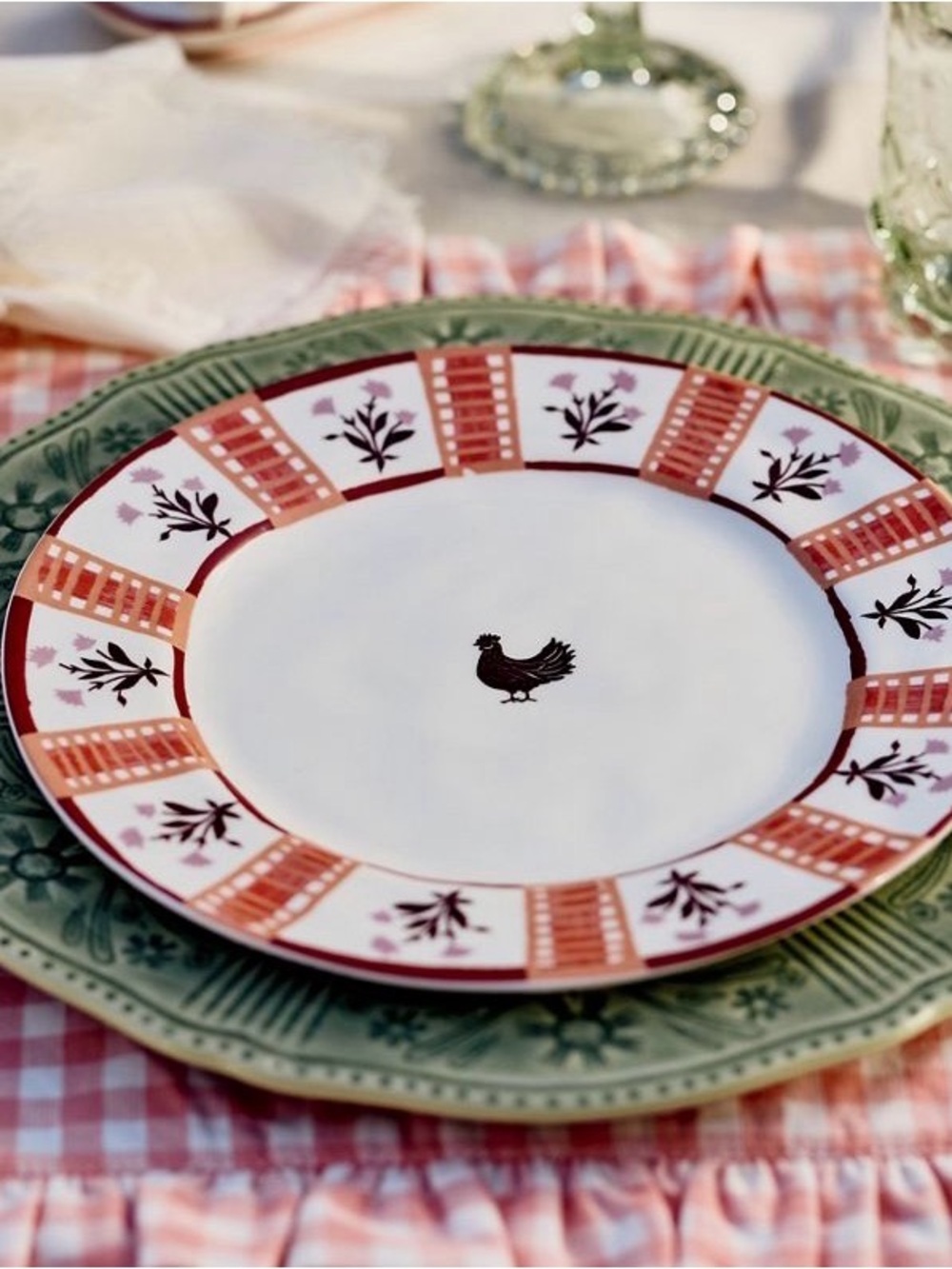 Anthropologie Millie Stoneware Dessert Plate Chicken